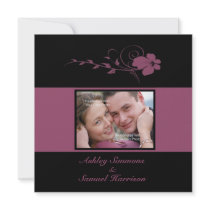 Deep Blush Flowing Flower Photo Wedding Invitation