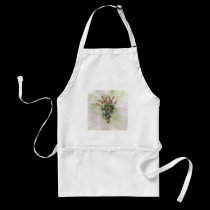Deep Brown Mushrooms, Red Flowers Apron aprons