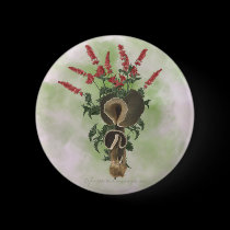 Deep Brown Mushrooms, Red Flowers Buttons buttons