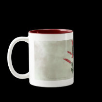 Deep Brown Mushrooms, Red Flowers mugs