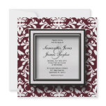 Deep Burgandy Damask Elegant Vintage Wedding Invit Personalized Invitations