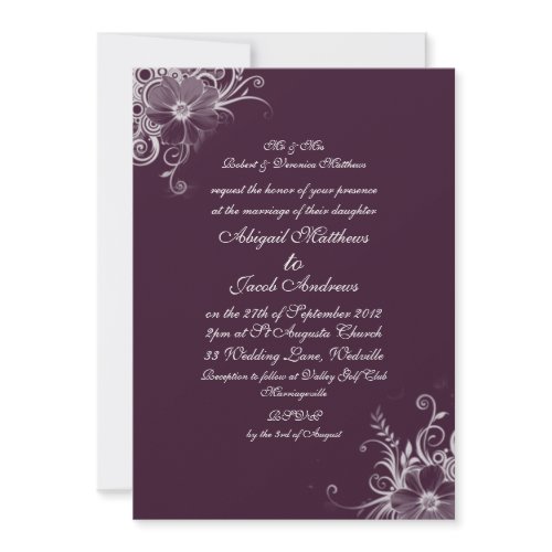 Deep Burgundy Flower Edges - Wedding Invitation invitation