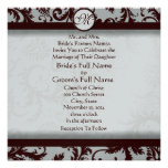 Deep Chocolate Brown Damask Wedding Invitation