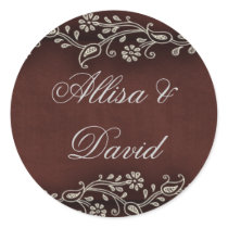 Deep chocolate brown Indian accent Round Stickers