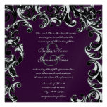 Deep EggPlant Square Swirl Wedding Invitation