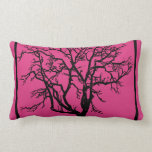 Deep Fuschia Pillow with Black Tree Silhouette pillows