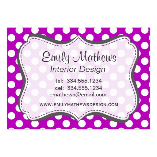 Deep Magenta Polka Dots Business Card Template (front side)