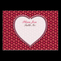 Deep Pink Hearts Wedding Table Seat Cards business cards