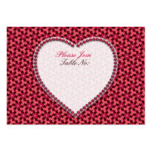 Deep Pink Hearts Wedding Table Seat Cards Business Card