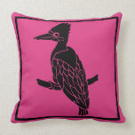 Deep Pink with Black Bird Pillow