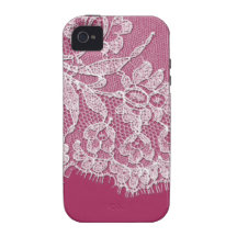 Deep Pink with White Lace Case For The iPhone 4