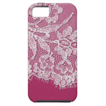 Deep Pink with White Lace iPhone 5 Case