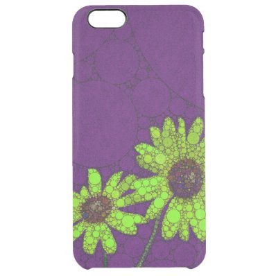 Deep Purple Florescent Sunflowers Clear iPhone 6 Plus Case