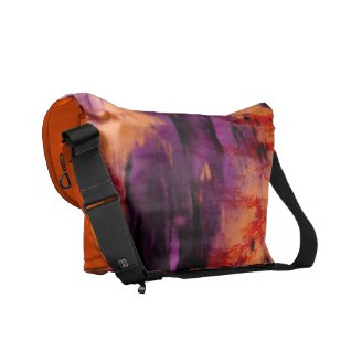 Deep Purple & Orange Grunge Paint Smear Messenger Bag