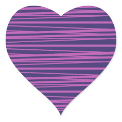 Deep Purple Stripes Pattern Gifts Heart Stickers