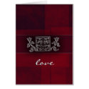 Deep red and silver Indian flower design card