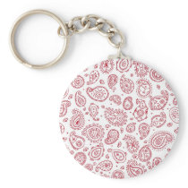 Deep Red and White Paisley keychains