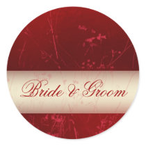 Deep red bride and groom stickers stickers