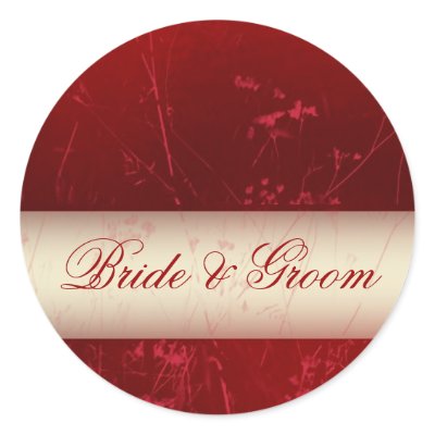 Deep red bride and groom stickers