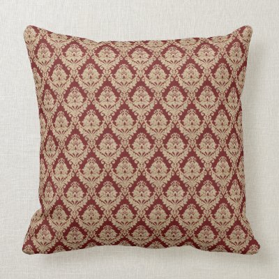 Deep Red Damask Pillow Mojo_throwpillow Deep Red Damask Pillow Mojo_throwpillow