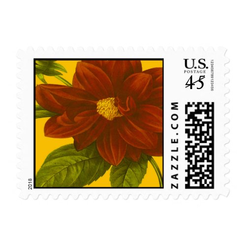 Deep Red Floral Postage Stamps