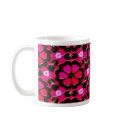deep red flowers mugs