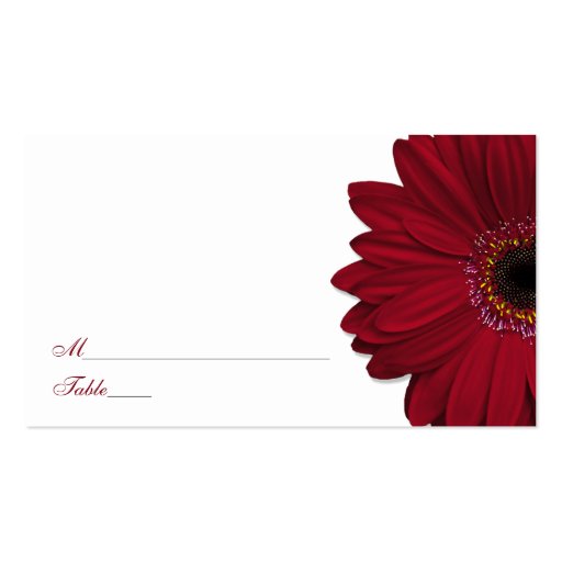 Deep Red Gerber Daisy Wedding Place Cards Business Card (front side)