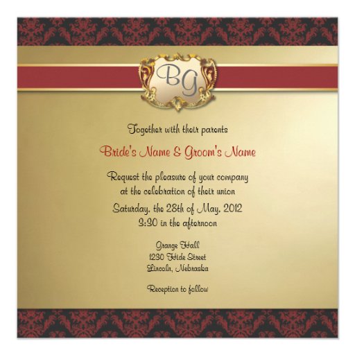 Deep Red & Gold Elegant Wedding Invite - 2