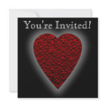 Deep Red Heart. Patterned Heart Design. Custom Invites