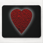 Deep Red Heart. Patterned Heart Design. Mousepads