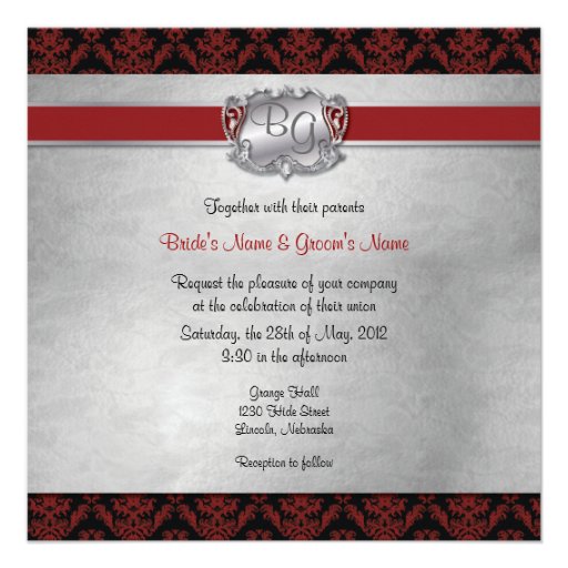 Deep Red & Silver Elegant Wedding Invite - 1-NEW