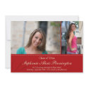 Deep red two photo graduation announcement invitation