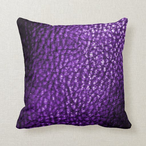 Deep Royal Purple Metalic Leather Design-Solid Throw Pillow Zazzle