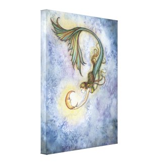 Deep Sea Moon Mermaid Wrapped Canvas Print