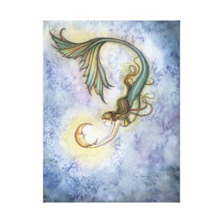 Deep Sea Moon Mermaid Wrapped Canvas Print