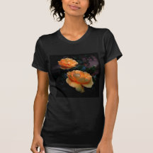 Deep Yellow - Orange Roses, on Black. Custom Tee Shirts