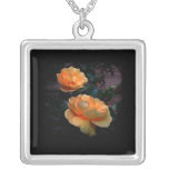 Deep Yellow - Orange Roses, on Black. Pendants