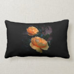 Deep Yellow - Orange Roses, on Black. Throw Pillows
