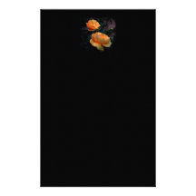 Deep Yellow - Orange Roses, on Black. Personalized Stationery