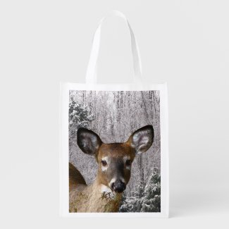 Deer and Frosty Hills Reusable Grocery Bag