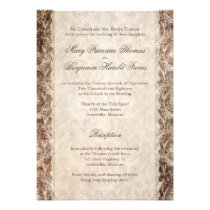 Deer Antler Damask Brown & Cream Wedding invitations