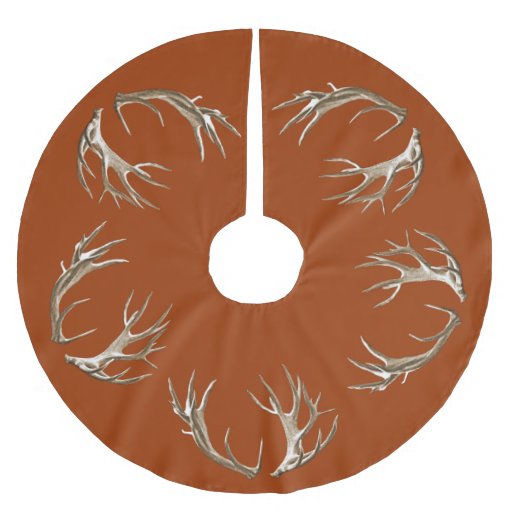 deer antlers rust orange christmas tree skirt zazzle deer antlers rust orange christmas tree skirt zazzle