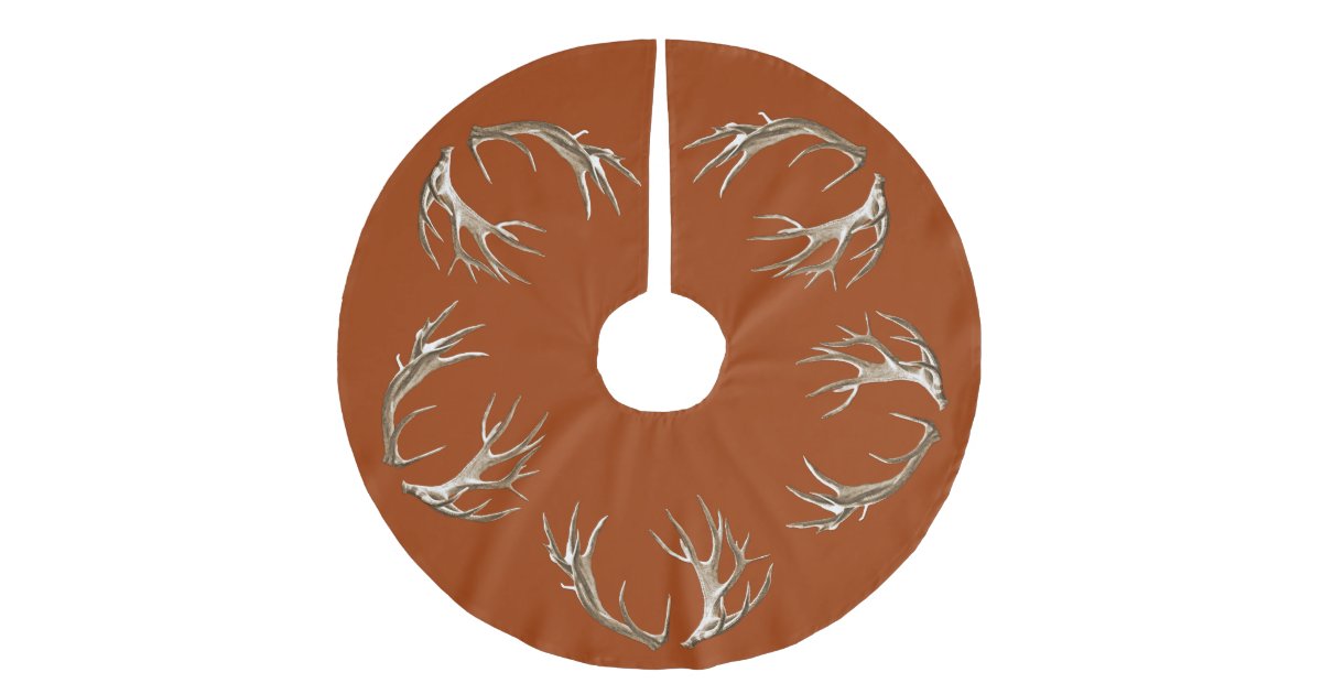 deer antlers rust orange christmas tree skirt zazzle deer antlers rust orange christmas tree skirt zazzle