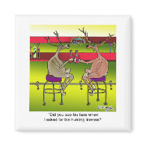 Deer Asking For a Hunting License Magnets