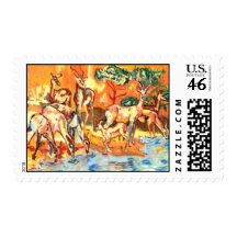 Deer at sunset stamps