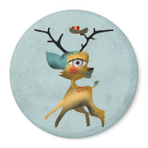 Deer Bambi Venado Woodland Forest Aqua Magnet