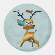 Deer Bambi Venado Woodland Forest Aqua Magnet