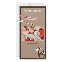 Deer bird christmas holiday photocard custom photo card