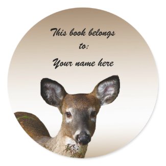 Deer Bookplate Round Sticker