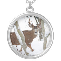 Deer Buck in Snow Custom Necklace